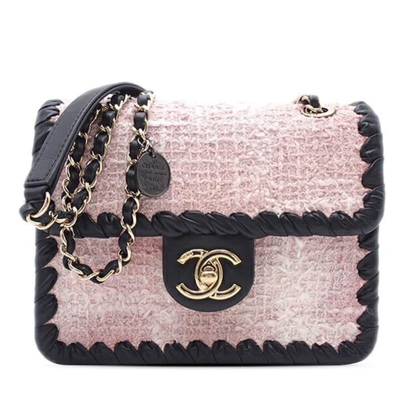 Chanel Mini Tweed My Own Frame Flap Pink Tweed Good condition - Front View