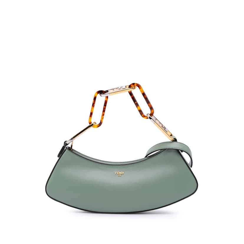 Fendi Leather O'lock Swing Satchel Green Leather Good condition - Front View