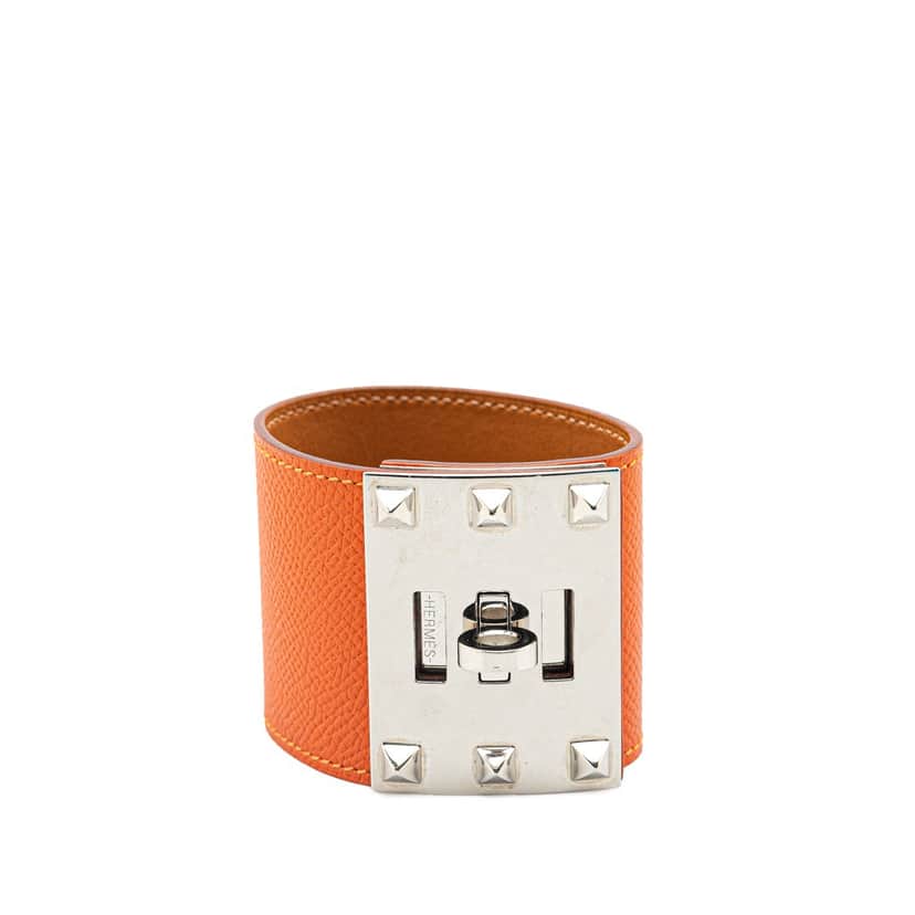 Hermès Epsom Kelly Extreme Dog ​​Bracelet Orange Leather Good condition - Front View
