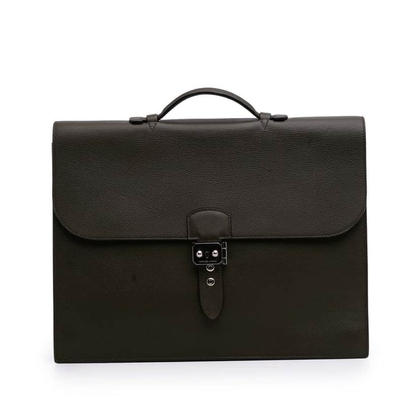 Hermès Clemence Sac a Depeches 38 Brown Leather Good condition - Front View