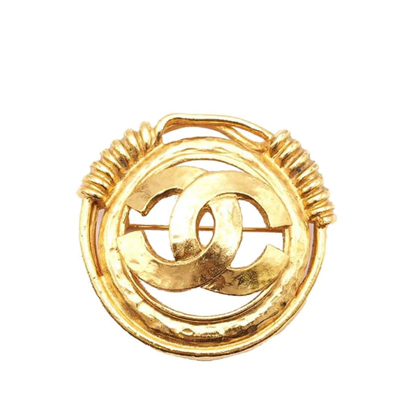 Chanel Gold Plated CC Brooch Gold Metal Good condition - Front View