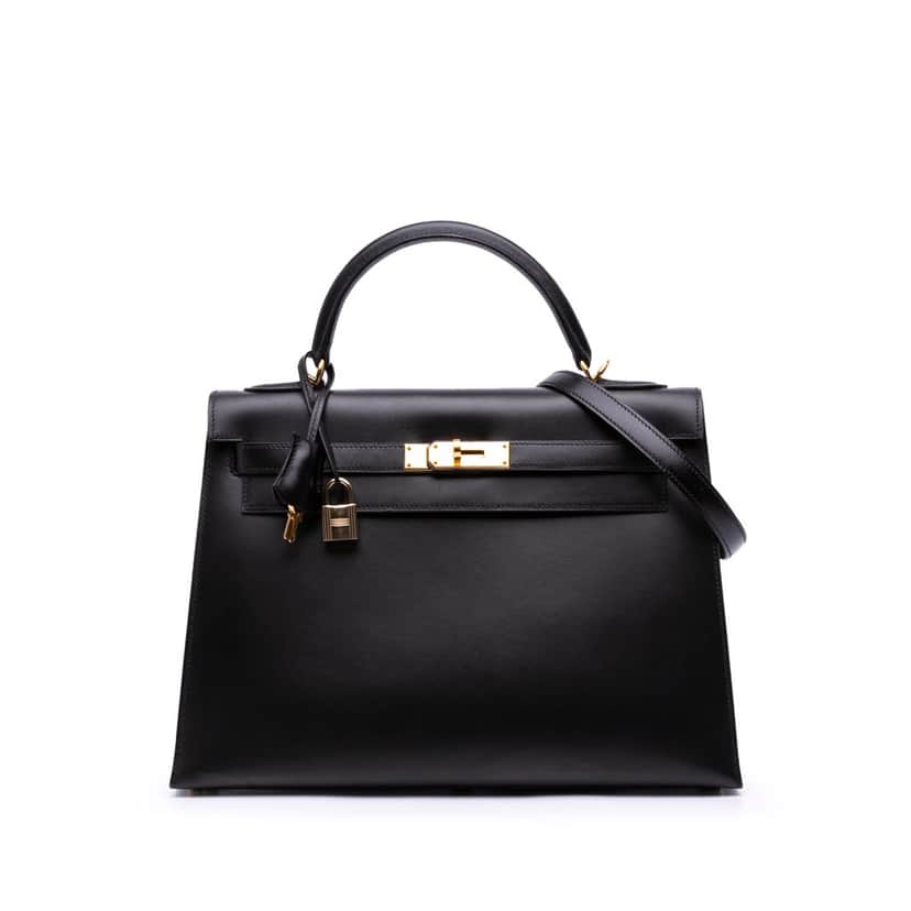 Hermès Box Calf Kelly II Sellier 32 Black Leather Good condition - Front View