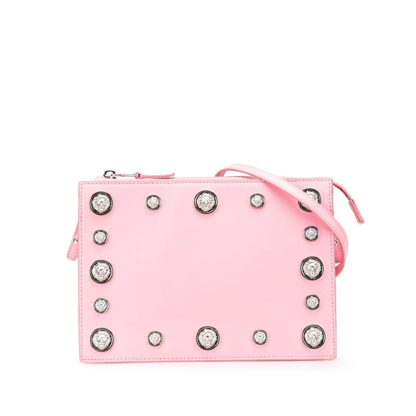 Versace Studded Leather Crossbody Pink Leather Good condition - Front View