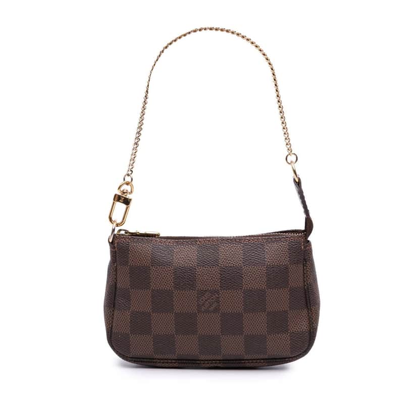 Louis Vuitton Damier Ebene Mini Pochette Accessoires Brown Canvas Good condition - Front View