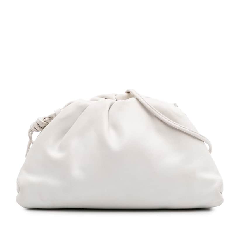 Bottega Veneta Lambskin The Mini Pouch Crossbody White Leather Good condition - Front View
