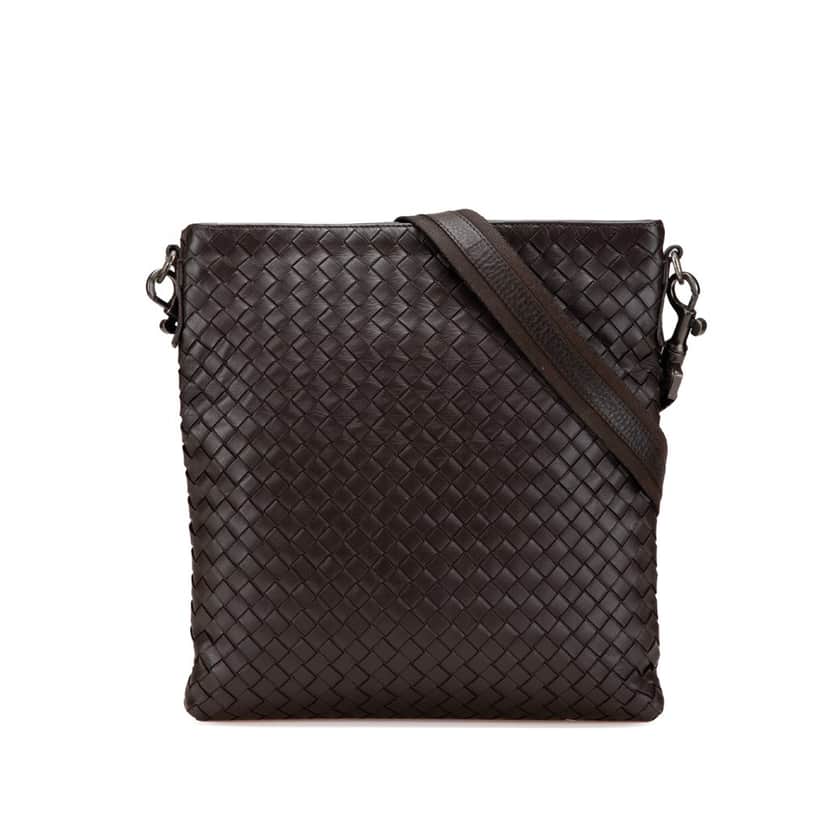Bottega Veneta Nappa Intrecciato Crossbody Brown Leather Good condition - Front View