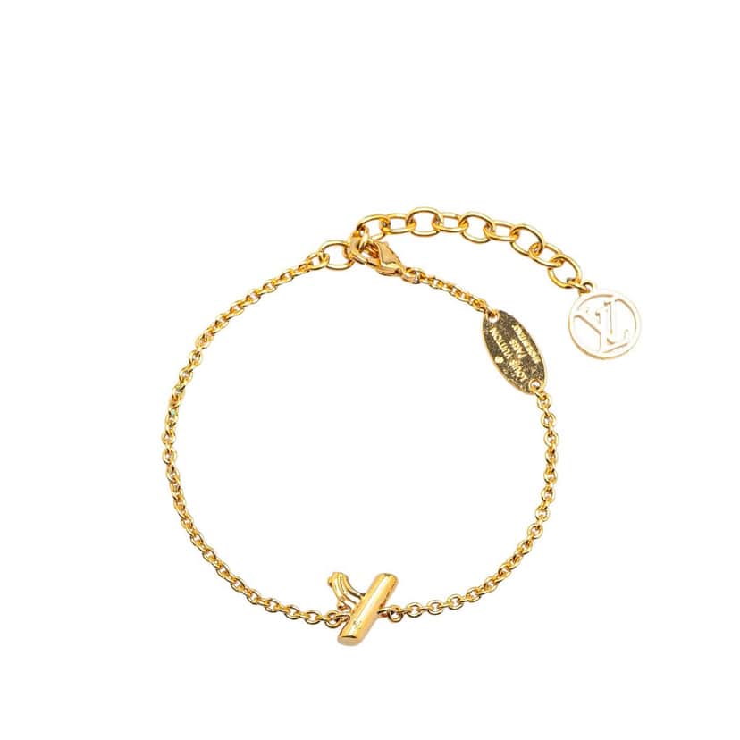 Louis Vuitton Gold Plated LV and Me Letter Y Charm Bracelet Gold Metal Good condition - Front View