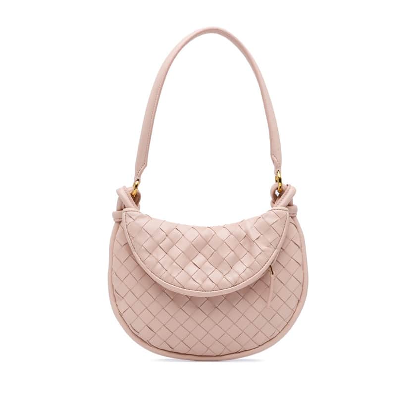 Bottega Veneta Small Nappa Intrecciato Gemelli Hobo Pink Leather Good condition - Front View