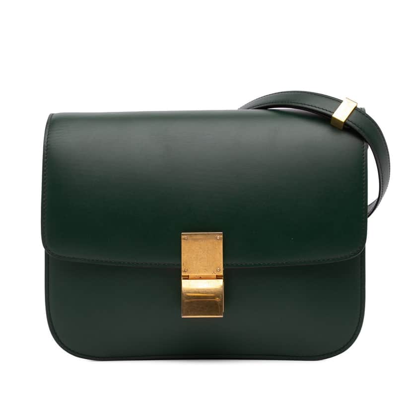 Celine Medium Calfskin Classic Box Green Leather Good condition - Front View