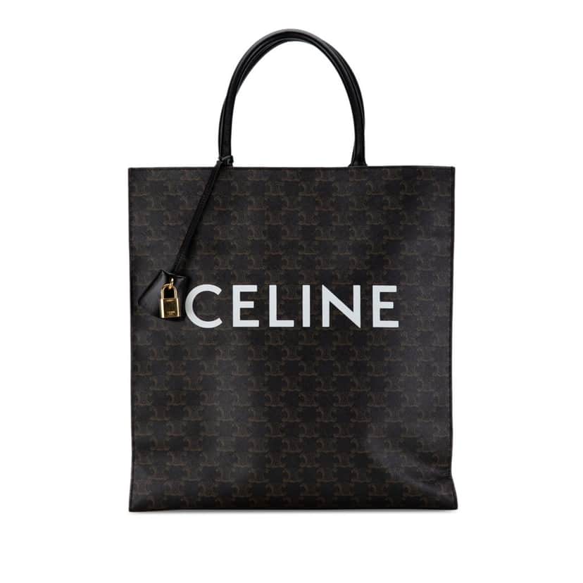 Celine Large Triomphe Coated Canvas Cabas Vertical Tote Brown Canvas Good condition - Front View