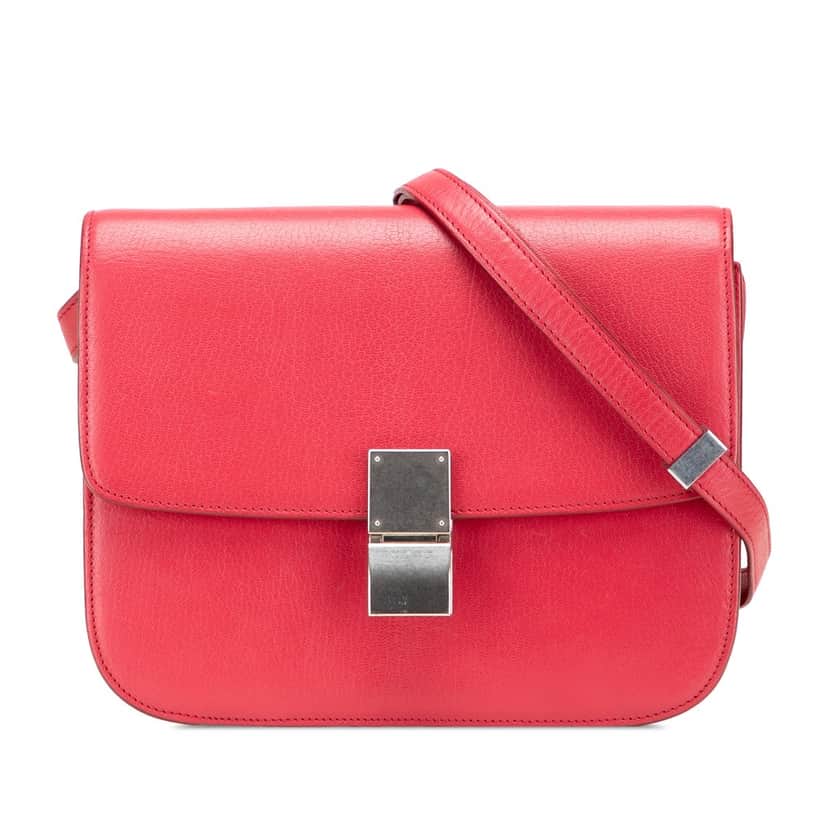 Celine Medium Calfskin Classic Box Red Leather Good condition - Front View