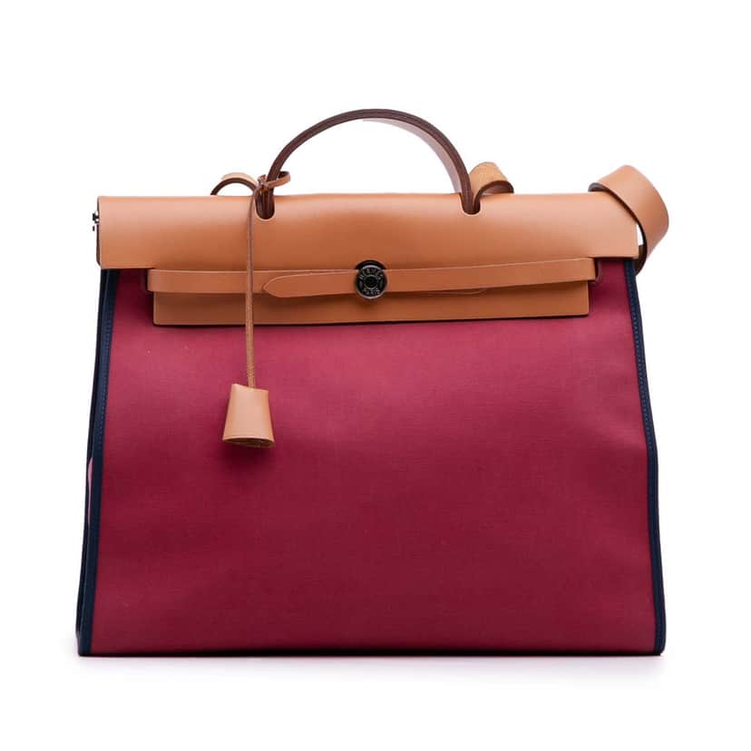 Hermès Toile Herbag Zip 39 Red Canvas Good condition - Front View