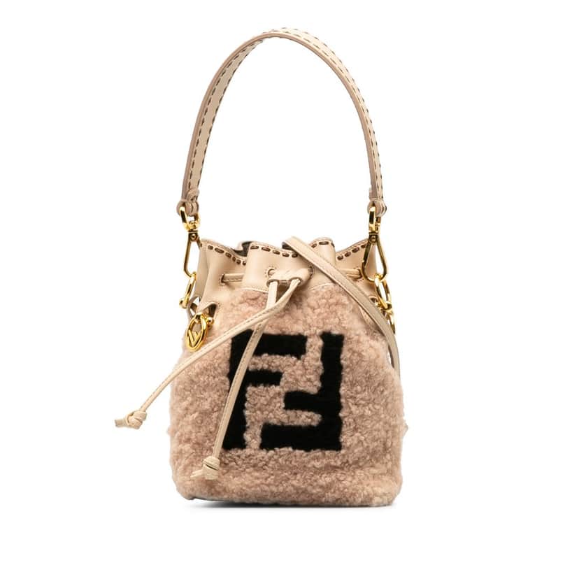 Fendi Shearling Mini Mon Tresor Bucket Bag Pink Very good condition - Front View