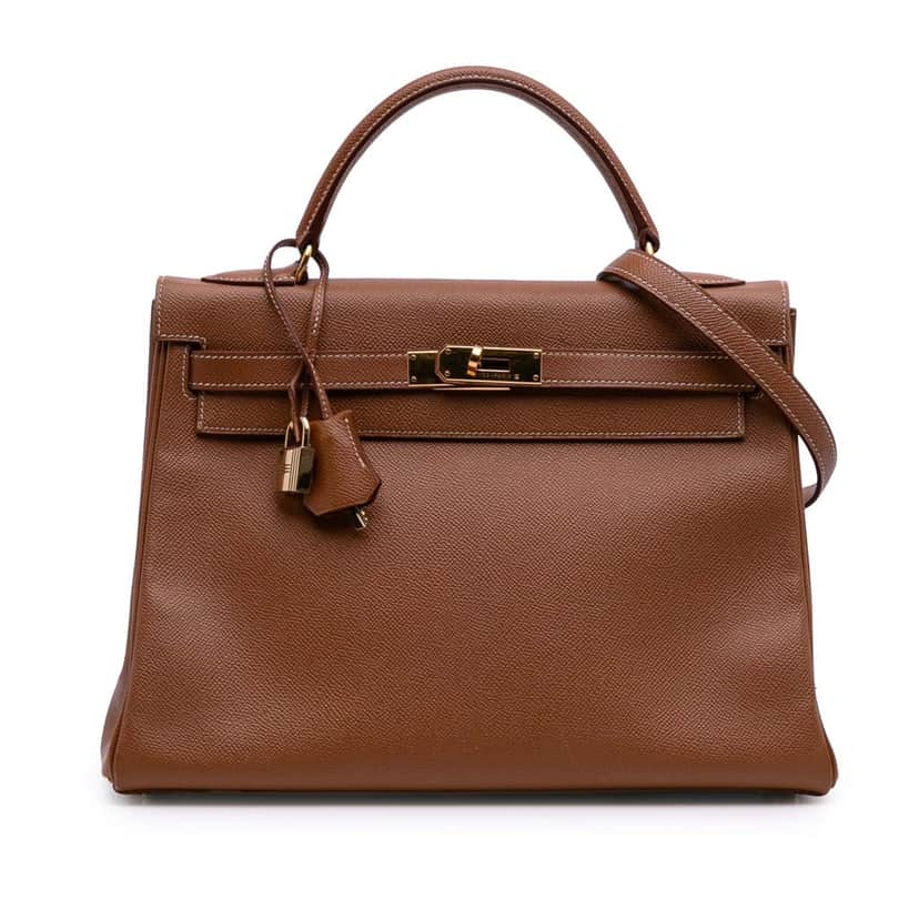 Hermès Togo Kelly II Retourne 32 Brown Leather Good condition - Front View