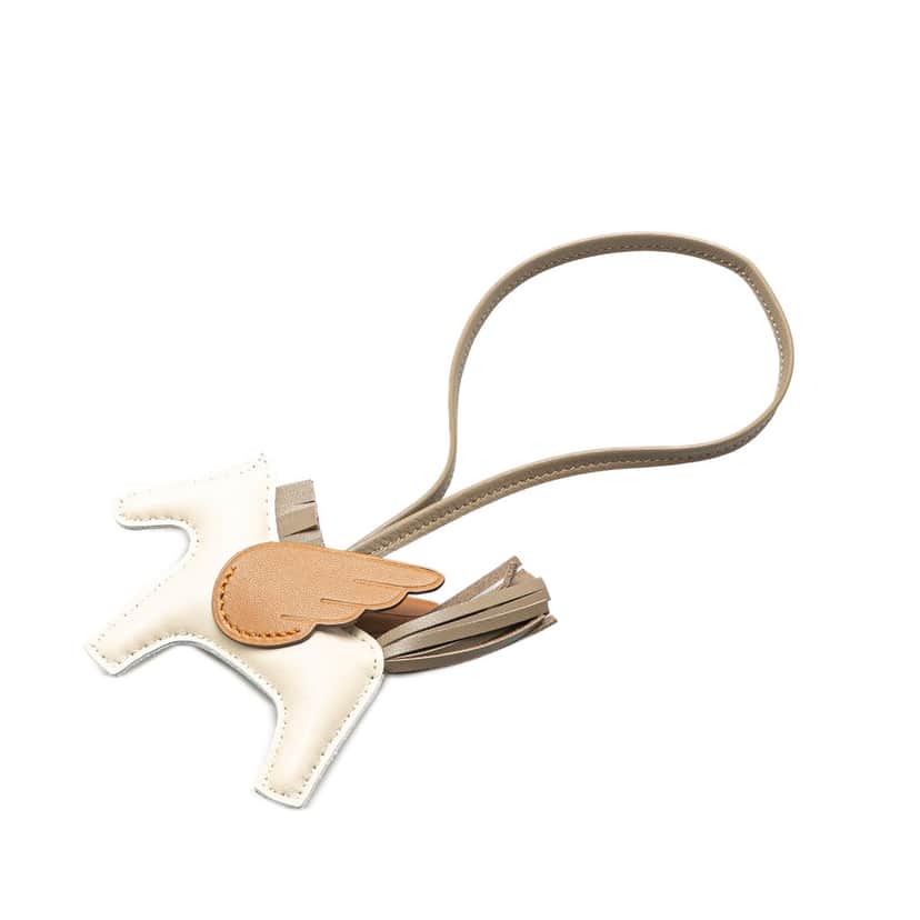 Hermès Milo Lambskin and Swift GriGri Rodeo Pegase Bag Charm PM Brown Leather Good condition - Front View