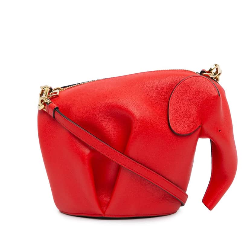 Loewe Mini Leather Elephant Crossbody Red Leather Good condition - Front View