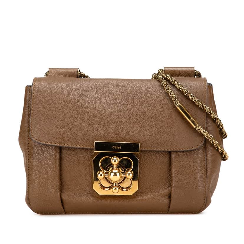 Chloé Small Leather Elsie Crossbody Brown Leather Good condition - Front View