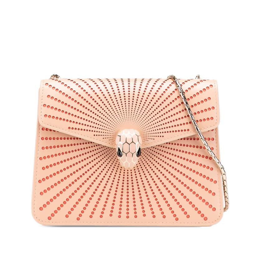 Bvlgari Small Laser Cut Calfskin Serpenti Forever Diamond Blast Sunshine Crossbody Brown Leather Good condition - Front View