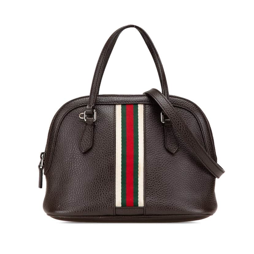 Gucci Mini Leather Web Dome Satchel Brown Leather Good condition - Front View