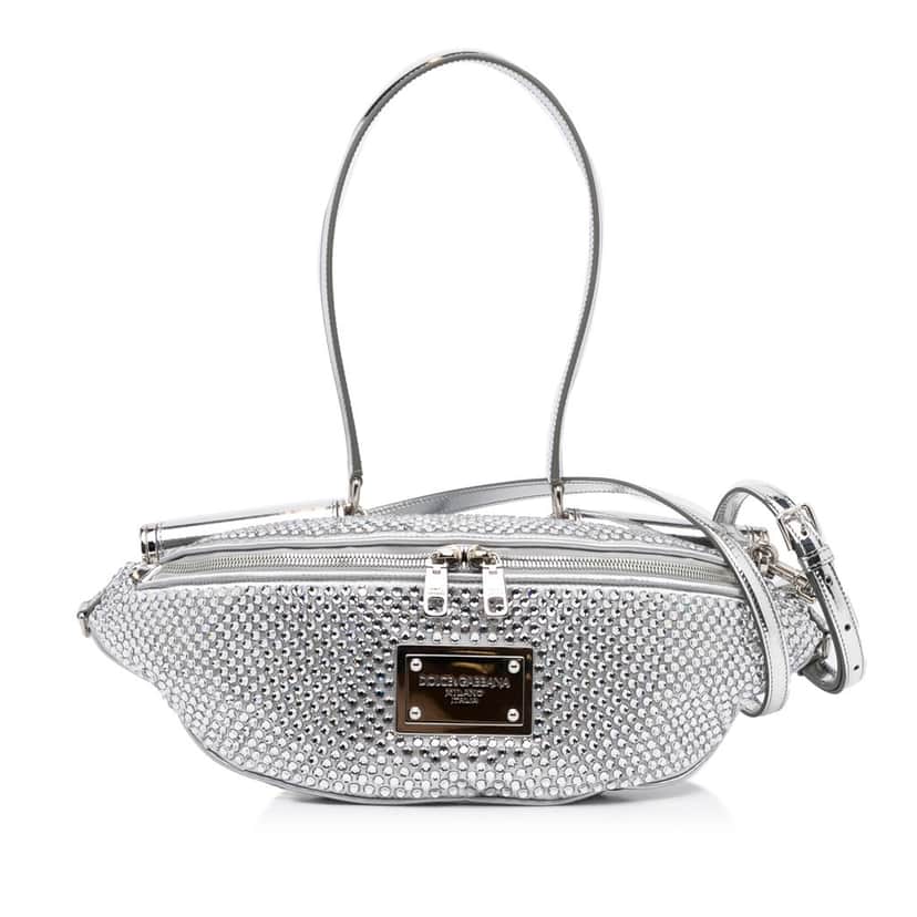 Dolce & Gabbana Miss Sicily Belt Bag Silver Leather Very good condition - Front View