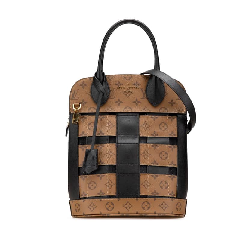 Louis Vuitton Monogram Reverse Tressage Tote MM Brown Canvas Good condition - Front View