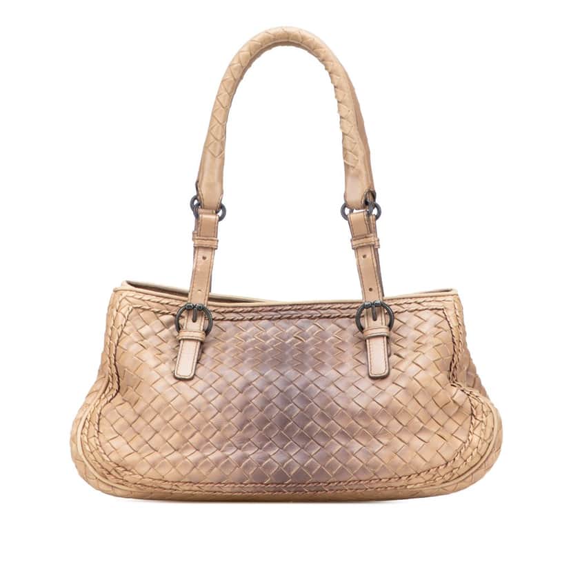 Bottega Veneta Small Nappa Gradient Intrecciato Handbag Brown Leather Good condition - Front View