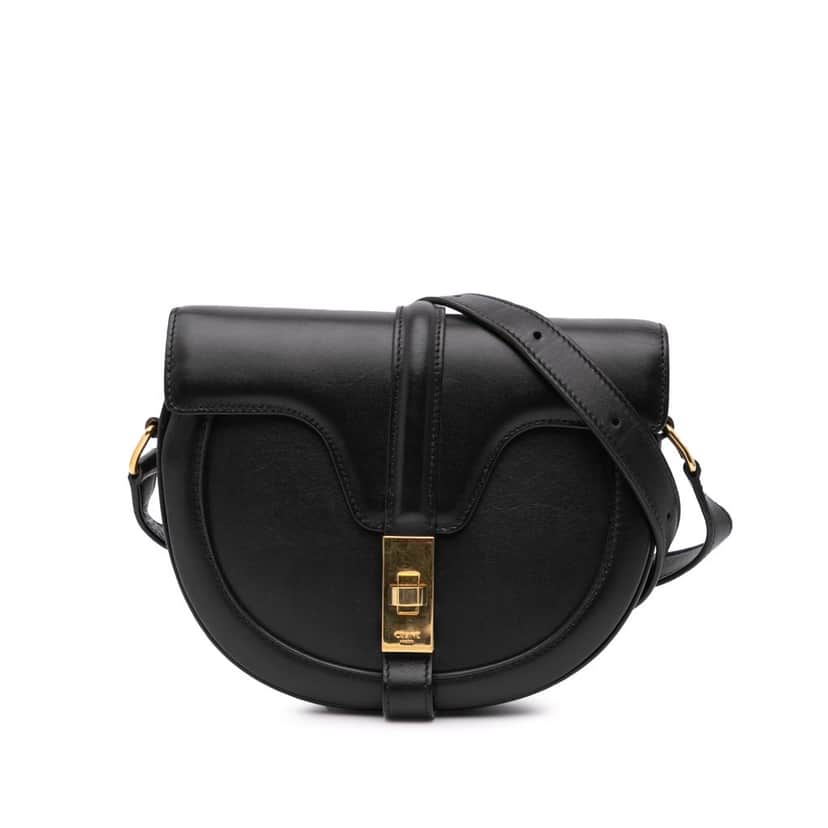 Celine Small Calfskin Besace 16 Crossbody Black Leather Good condition - Front View