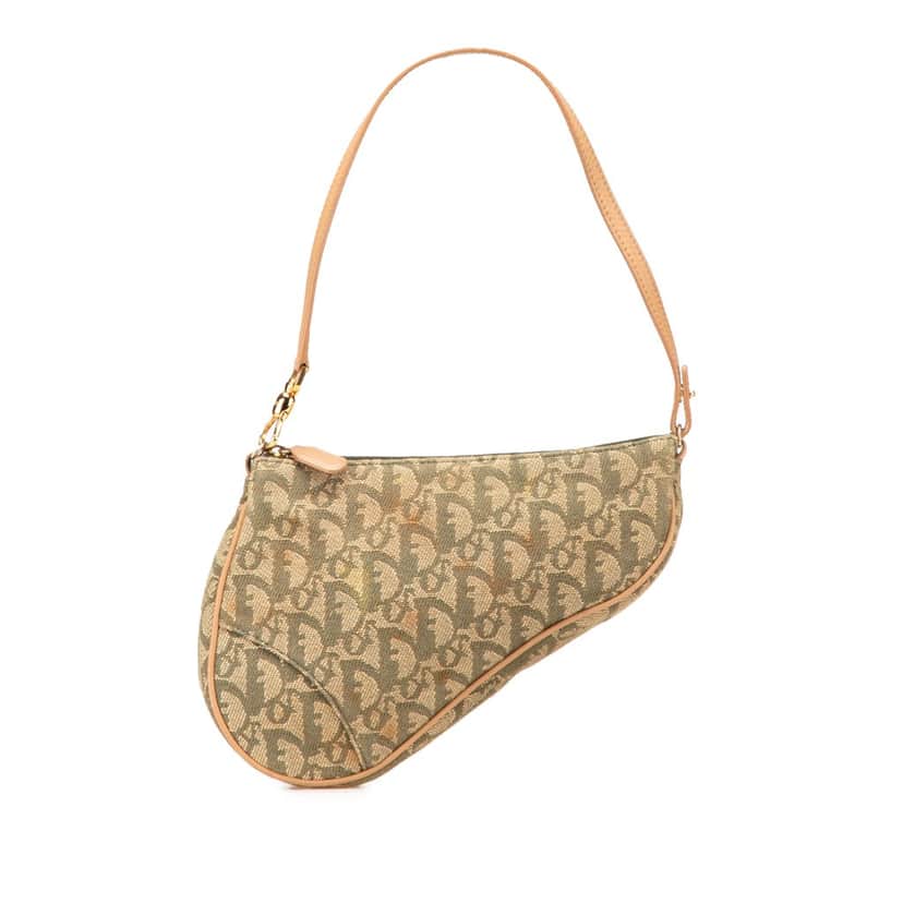 Dior Mini Diorissimo Canvas Saddle Pochette Brown Canvas Good condition - Front View