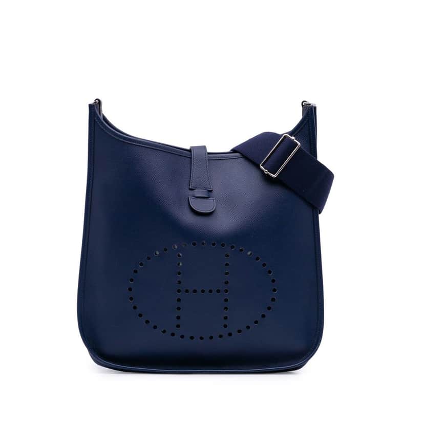 Hermès Epsom Evelyne III 33 Blue Leather Good condition - Front View