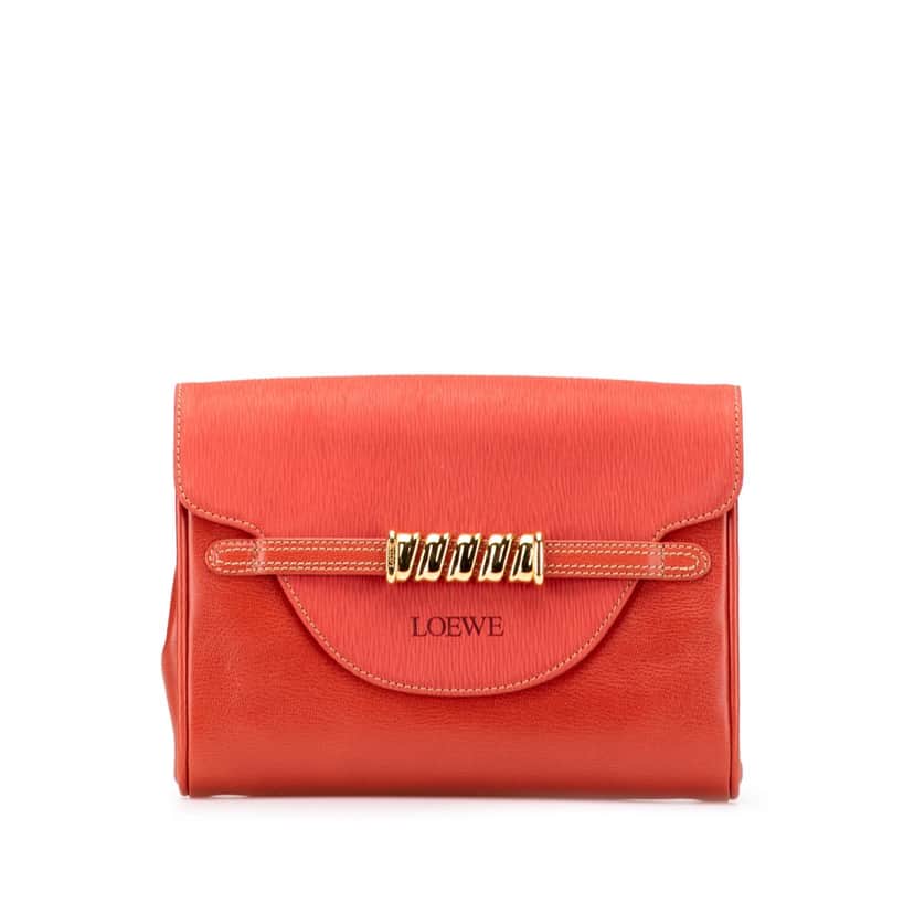 Loewe Leather Velazquez Twist Clutch Red Leather Good condition - Front View