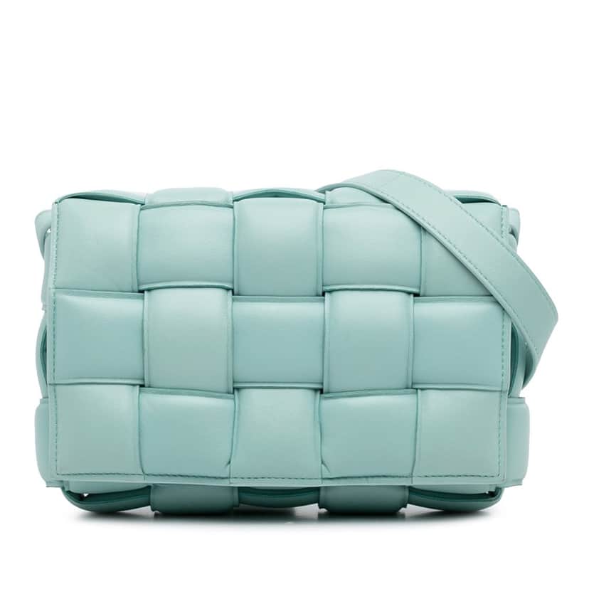 Bottega Veneta Nappa Intrecciato Padded Cassette Crossbody Blue Leather Very good condition - Front View