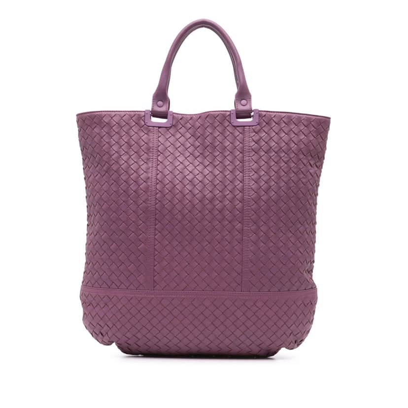 Bottega Veneta Nappa Intrecciato Tote Purple Leather Good condition - Front View