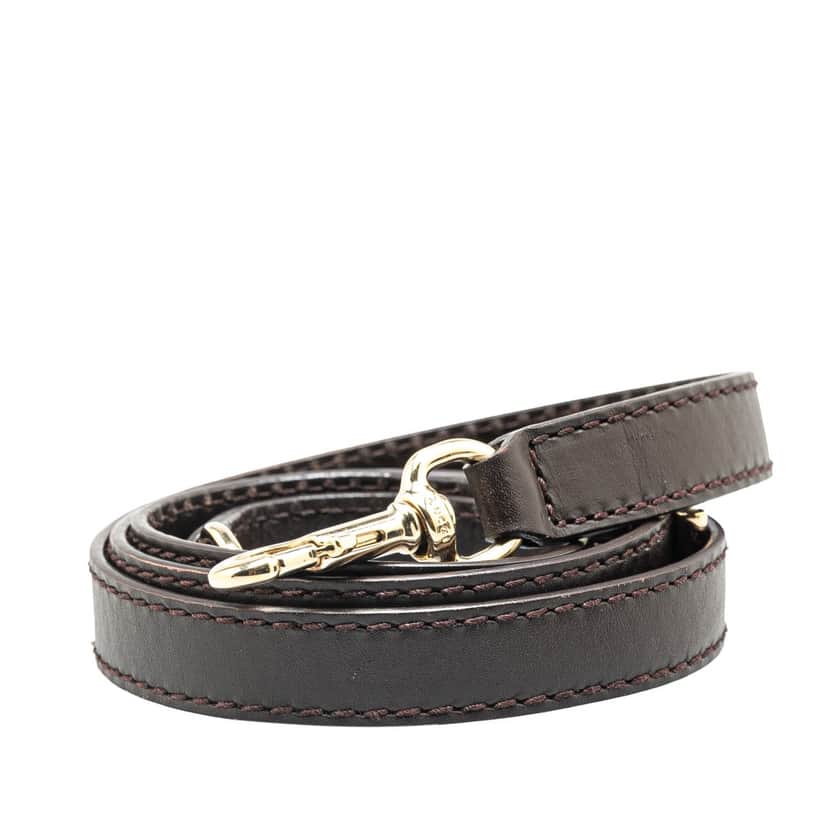 Gucci Leather Flat Shoulder Strap Brown Leather Good condition - Front View