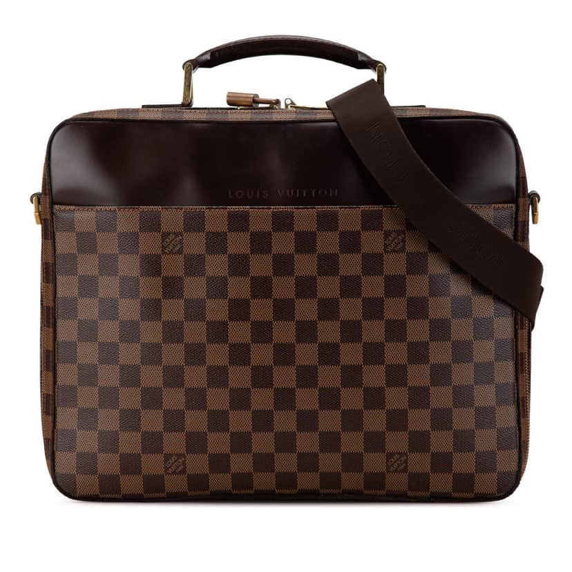 Louis Vuitton Damier Ebene Porte Ordinateur Sabana Brown Canvas Good condition - Front View