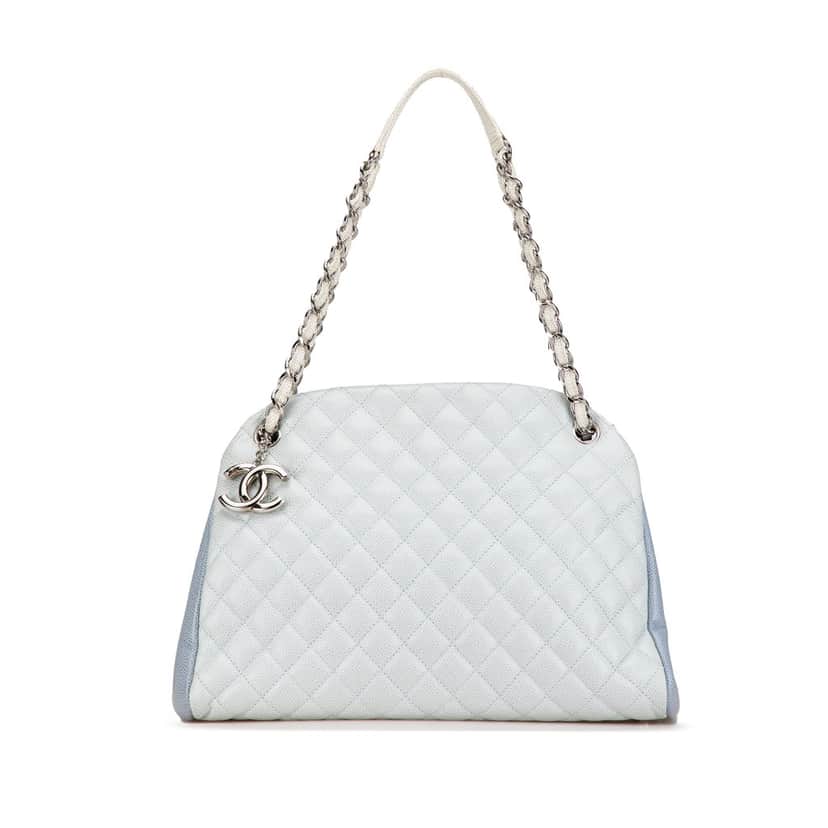 Chanel Large Tricolor Caviar Just Mademoiselle Bowling Bag Blue Leather Good condition - Front View