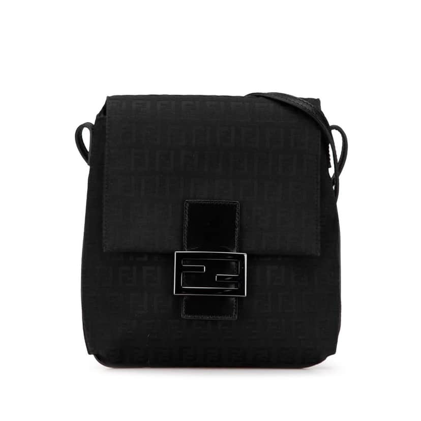 Fendi Zucchino Canvas Crossbody Black Canvas Good condition - Front View