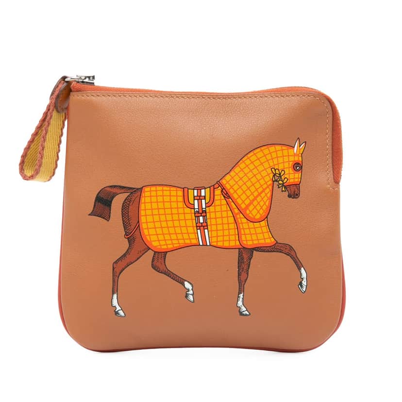 Hermès Swift Couverture Nouvelle Carre Pocket Pouch Brown Leather Good condition - Front View