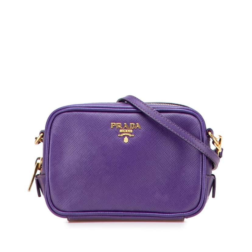 Prada Saffiano Lux Camera Bag Purple Leather Good condition - Front View