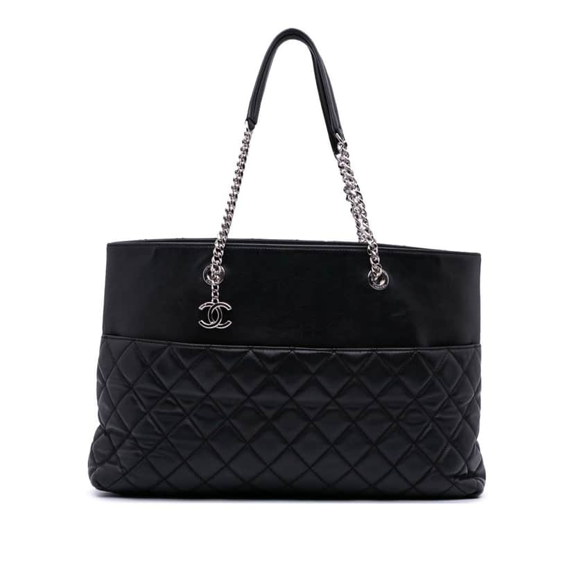 Chanel CC Quilted Lambskin Urban Delight Tote Black Leather Good condition - Front View