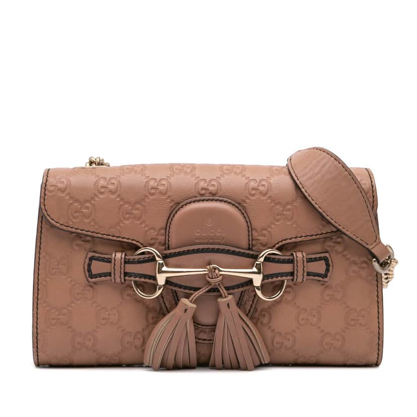 Gucci Small Guccissima Emily Crossbody Pink Leather Good condition - Front View