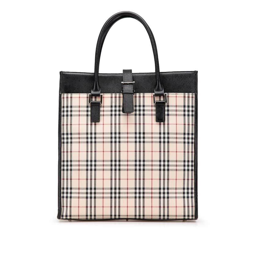 Burberry House Check Canvas Tote Brown Canvas Good condition - Front View