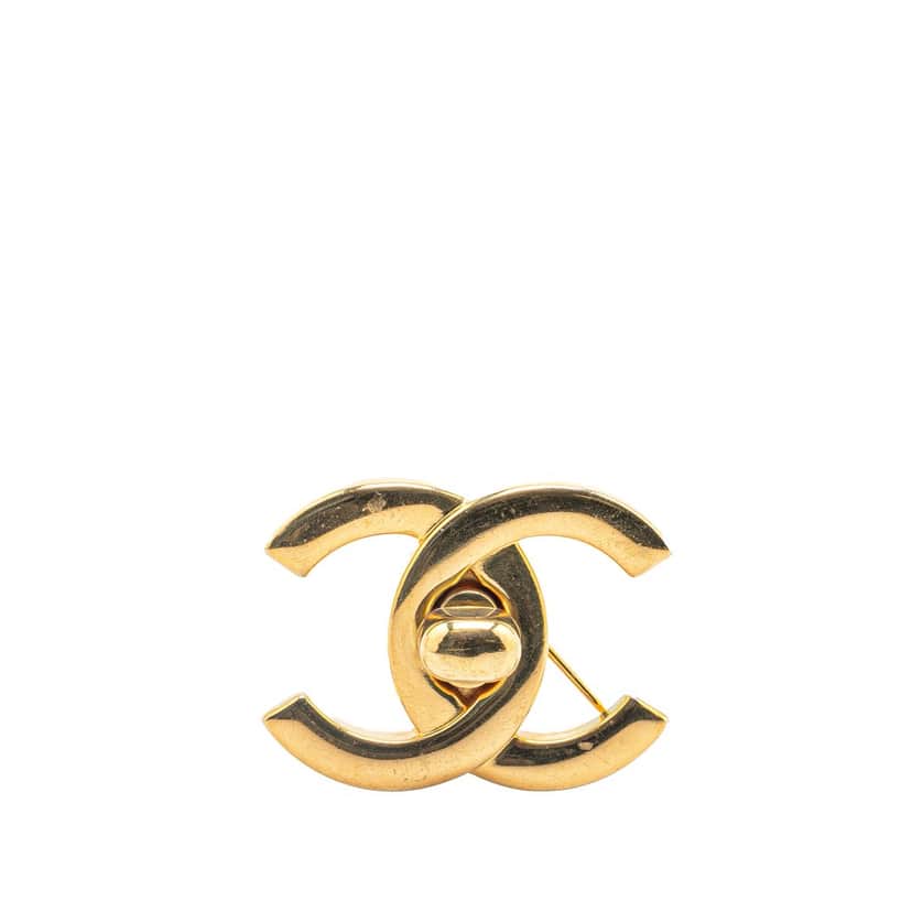 Chanel Gold Plated CC Turn-Lock Brooch Gold Metal Good condition - Front View