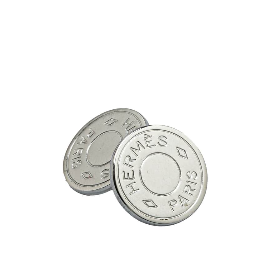 Hermès Palladium Plated Selle Bijouterie Fantaisie Cufflinks Silver Metal Good condition - Front View