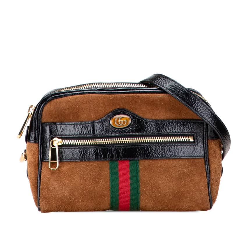 Gucci Mini Suede Ophidia Crossbody Brown Leather Good condition - Front View