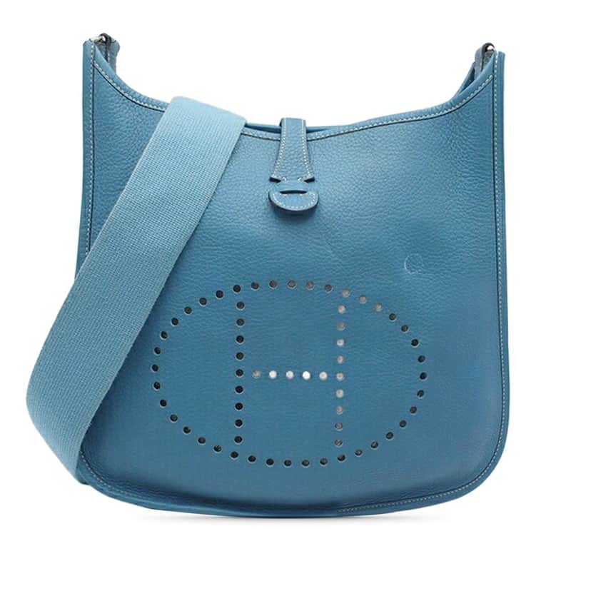 Hermès Clemence Evelyne I GM Blue Leather Good condition - Front View