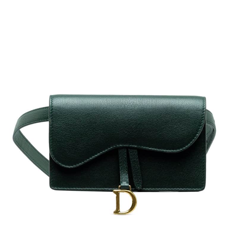 Dior Leather Saddle Belt Bag Green Leather Good condition - Front View