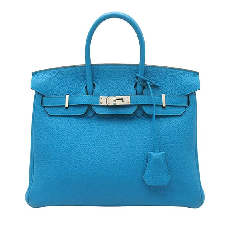 Hermès Togo Birkin Retourne 25 Blue Leather Good condition - Front View