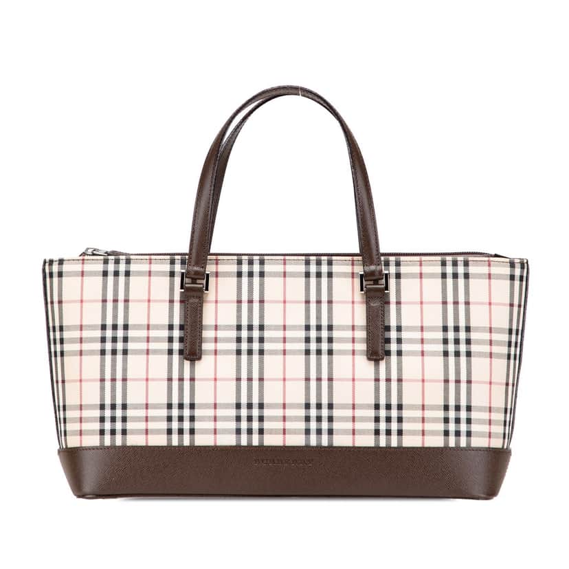 Burberry House Check Canvas Handbag Brown Canvas Good condition - Front View