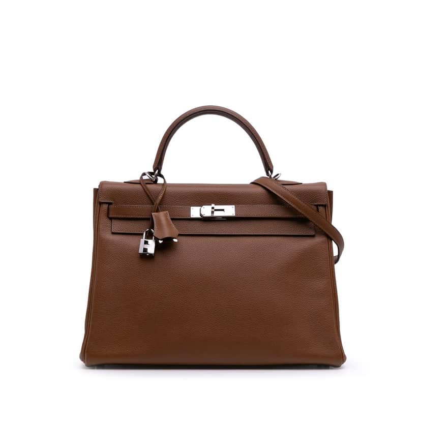 Hermès Togo Kelly II Retourne 35 Brown Leather Good condition - Front View