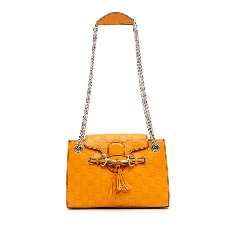 Gucci Small Guccissima Emily Shoulder Bag Orange Leather Good condition - Front View